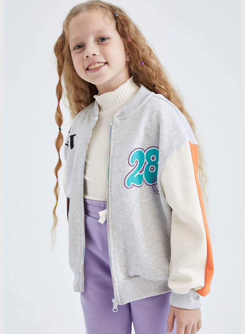 Girl Bomber Bomber Long Sleeve Knitted Cardigan