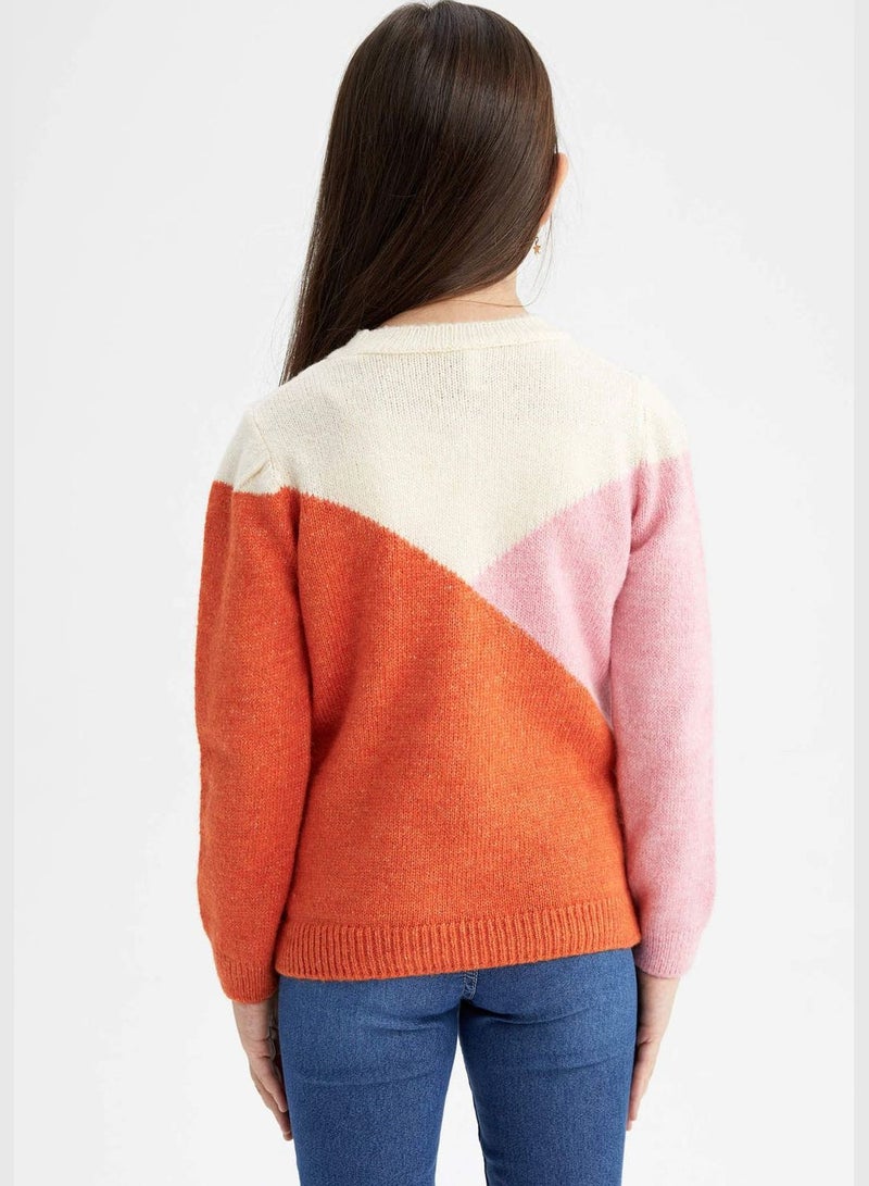 Regular Fit Long Sleeve Block Colour Jumper