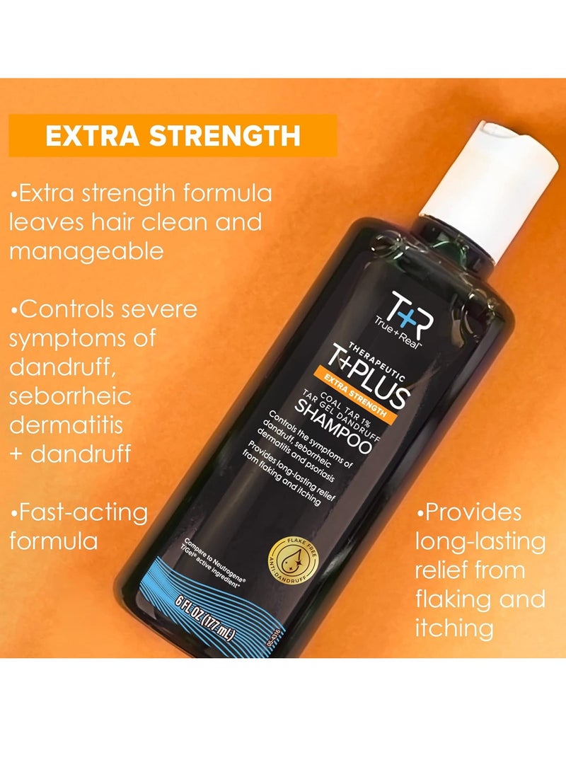 True+Real Therapeutic Tar Gel Anti-Dandruff Shampoo 1% Coal Tar, 6 Ounce