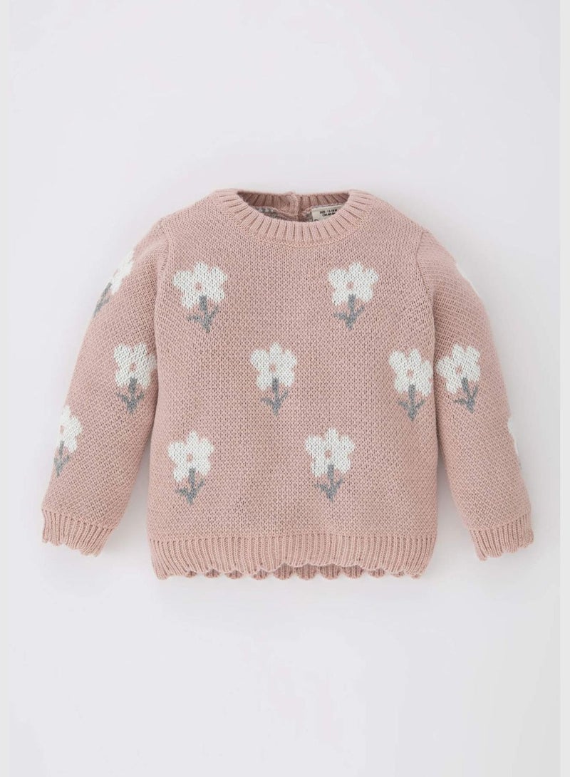 BabyGirl Crew Neck Long Sleeve Tricot Pullover