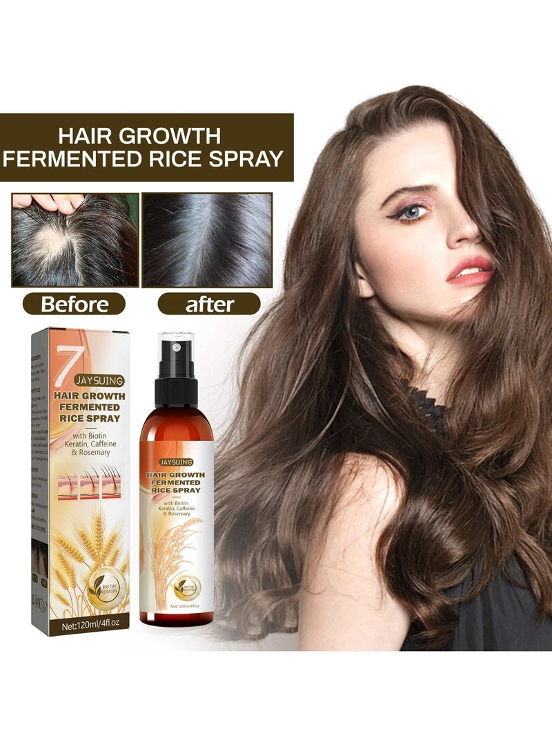 Fast Hair Growth Spray, 120ml Rice Water For Hair, Moisturizing Fermented Rice Hair Spray, Convenient And Portable Anti Hair Loss Treatment Serum For Hair Repair