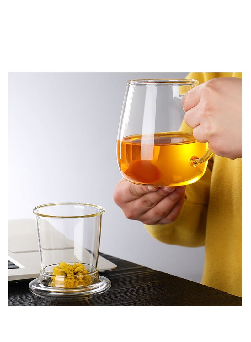 16.9 oz,Glass Tea Infuser Cups with Strainer and Lid,Tea Mugs with Infuser and Lid,Loose Tea Infuser,Hot Tea Diffuser Cup, (glass cover)，Glass Tea Cups