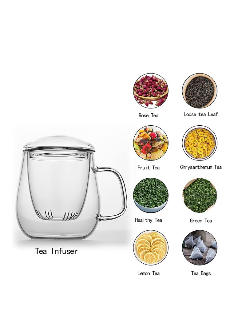 16.9 oz,Glass Tea Infuser Cups with Strainer and Lid,Tea Mugs with Infuser and Lid,Loose Tea Infuser,Hot Tea Diffuser Cup, (glass cover)，Glass Tea Cups