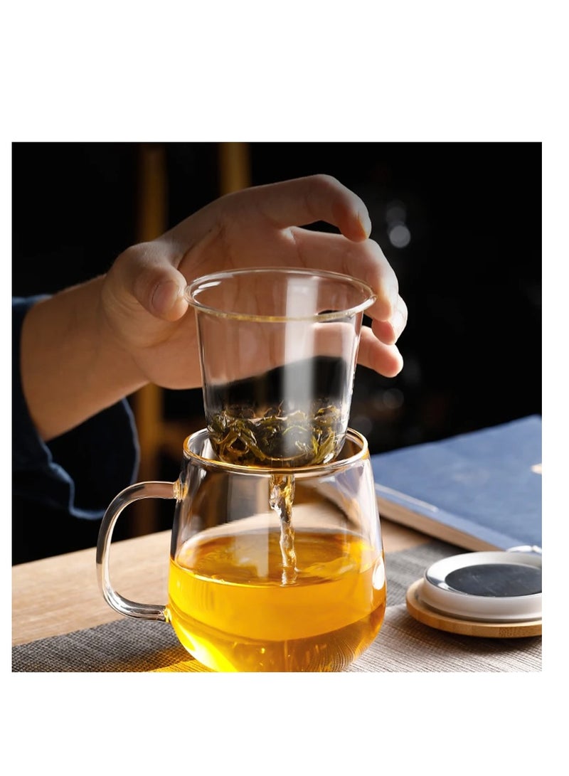 16.9 oz,Glass Tea Infuser Cups with Strainer and Lid,Tea Mugs with Infuser and Lid,Loose Tea Infuser,Hot Tea Diffuser Cup, (glass cover)，Glass Tea Cups