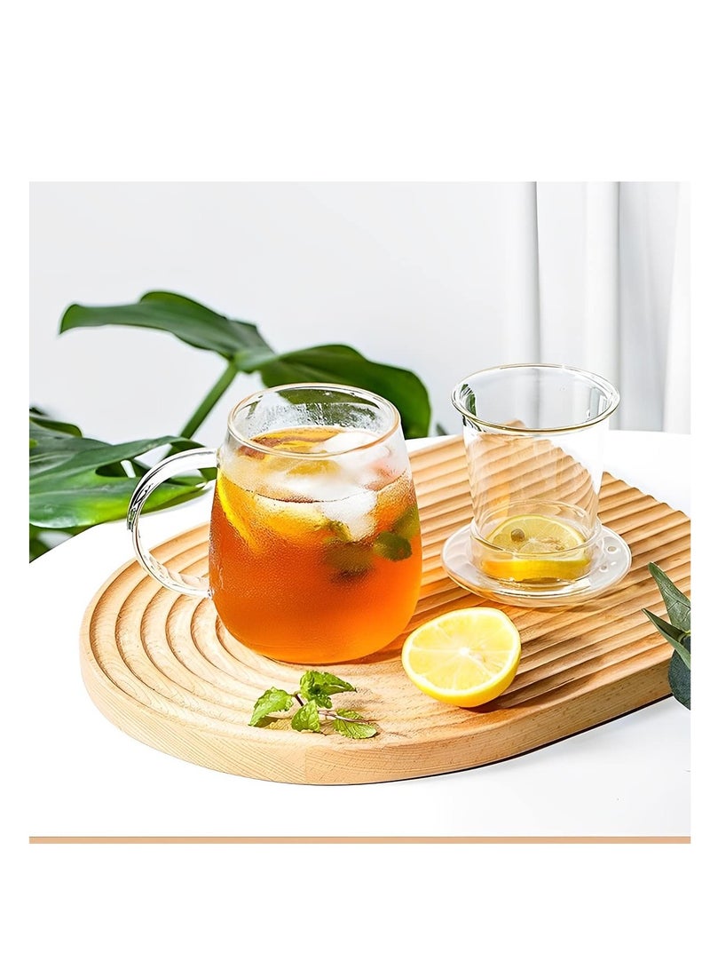 16.9 oz,Glass Tea Infuser Cups with Strainer and Lid,Tea Mugs with Infuser and Lid,Loose Tea Infuser,Hot Tea Diffuser Cup, (glass cover)，Glass Tea Cups