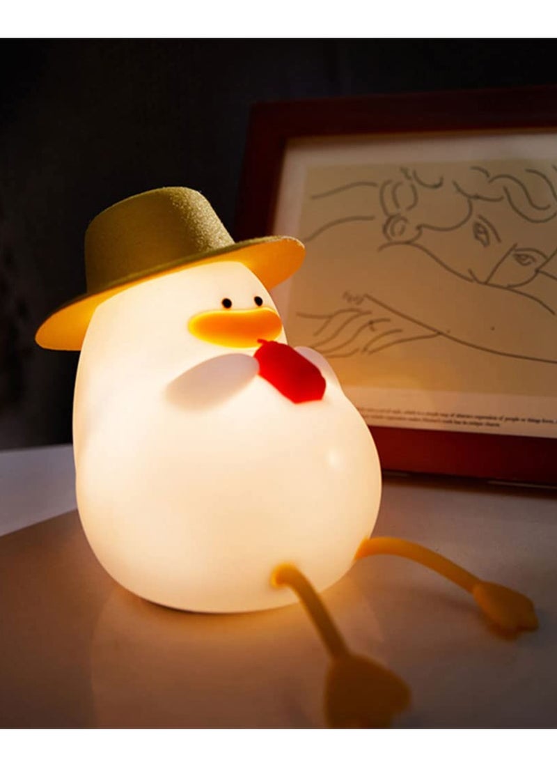 Duck Night Light Rechargeable Silicone Lamp 3 Gear Dimmable Adjust Color Kids Nightlight Bedside Lamp with 30 Minutes Timer and Touch-Sensitive for Kids Room Bedrooms