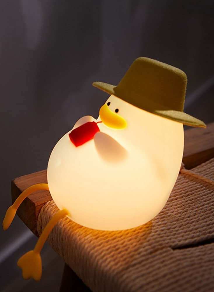 Duck Night Light Rechargeable Silicone Lamp 3 Gear Dimmable Adjust Color Kids Nightlight Bedside Lamp with 30 Minutes Timer and Touch-Sensitive for Kids Room Bedrooms