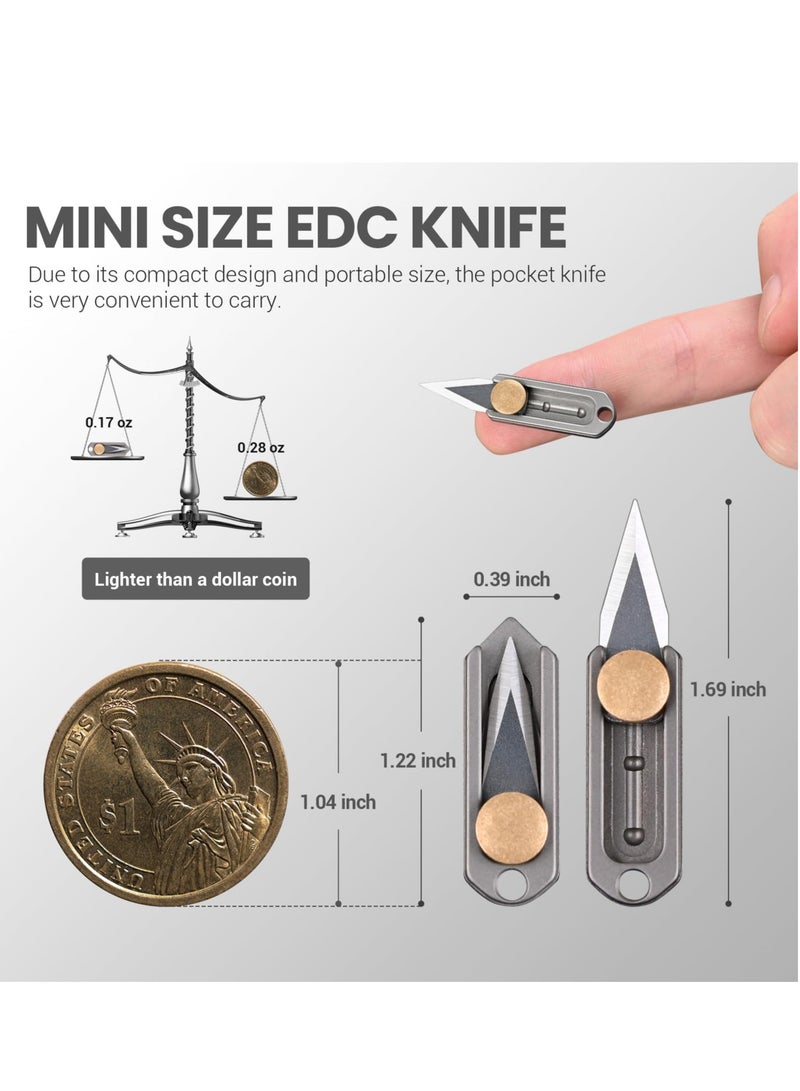 Mini Pocket Knife, Small Box Cutter Retractable, Keychain Knife for Men, EDC Utility Knife, Little Titanium Knifes for Everyday Carry, Gifts for Men Dad