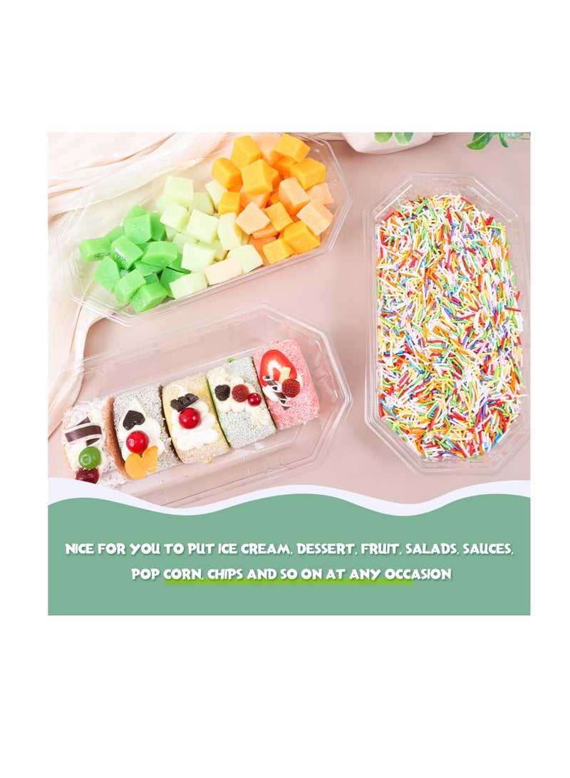 Ice Cream Sundae Bowls, 100 Pack Banana Split Boats, Plastic Clear Disposable Dessert Cups, Party Serving Bowls, Fruit Cups, Perfect Oblong Dish Cups, for Social Kids Birthday Party Dessert Tray