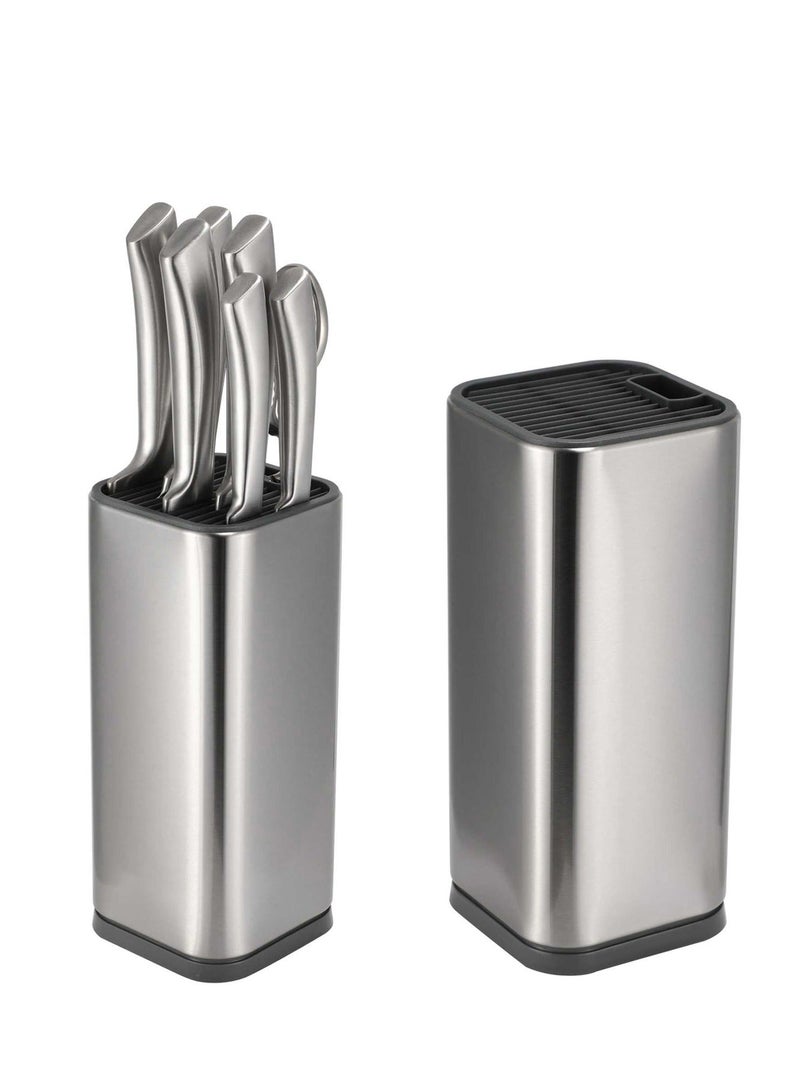 Universal Knife Block Holder, Universal Knife Blocks, Stainless Steel Organizer with Scissor Slots, Rust Proof for Any Knife up to 8.10 Inches(Knives Not in Included)