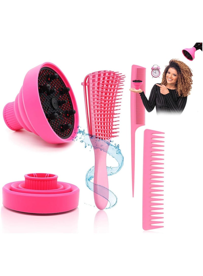 Collapsible Silicone Hair Dryer Diffuser, Folding Hair Dryer Attachment for Dryer Nozzle 1.57 to 1.97’’, Professional Blow Dryer Diffuser for Straight or Curly Hair