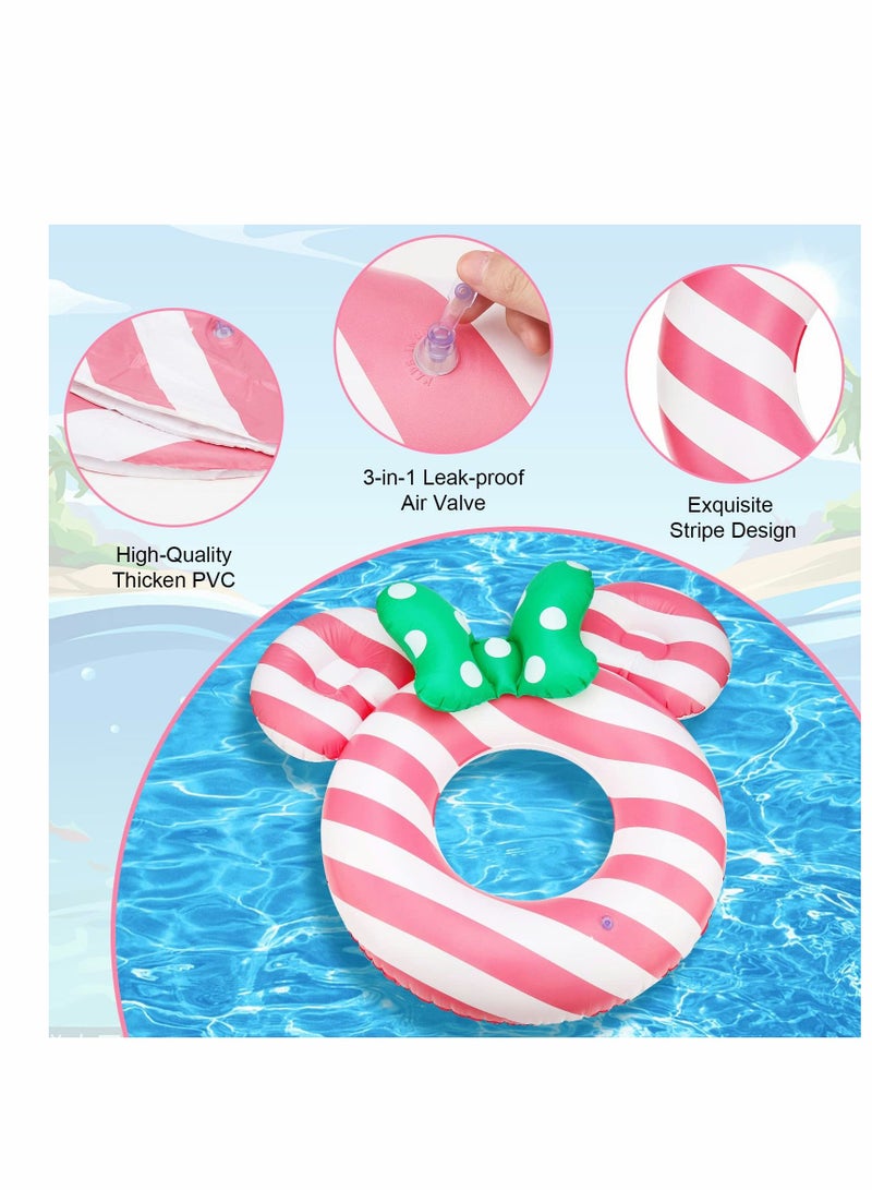 Pool Floats Kids, Inflatable for Adults, 25 inch Floaties Swimming Rings, Tube Toys for 3-8, Summer Beach Party Decorations (Pink Stripes)