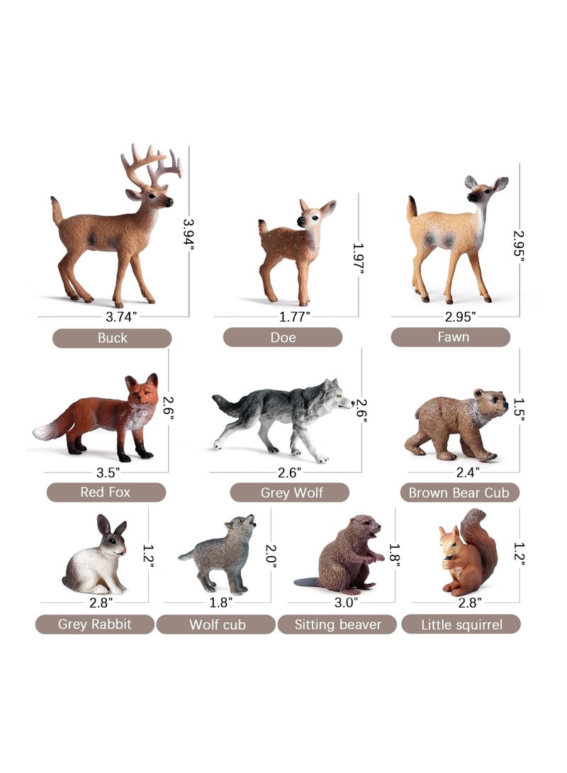 10 Pcs Forest Animal Toys Figures Realistic Woodland Creatures Figurines, Plastic Animals Miniature Cake Topper