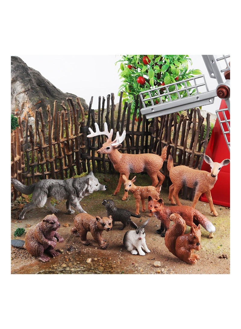 10 Pcs Forest Animal Toys Figures Realistic Woodland Creatures Figurines, Plastic Animals Miniature Cake Topper