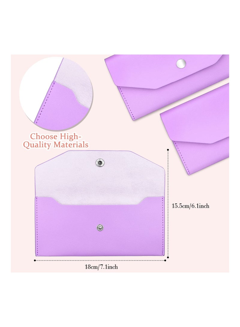 11 Pieces Cash Envelope Wallet PU Leather Cash Envelopes Cash Wallet Reusable Budget Envelope Cash Dividers for Wallets with Cash Envelope Tab Stickers for Bill Planner (Purple Wallet)