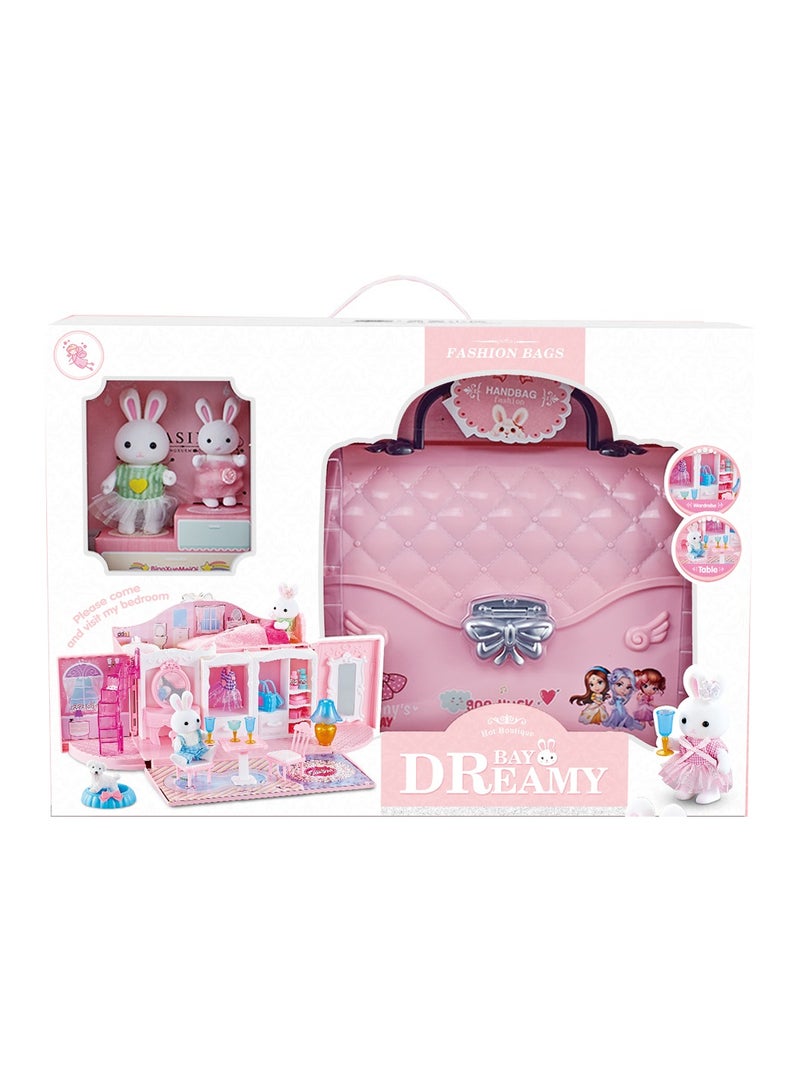 Warm Cottage - Children's Dream Small Bedroom - Rabbit Series Bedroom Handbag - For Ages 3+
