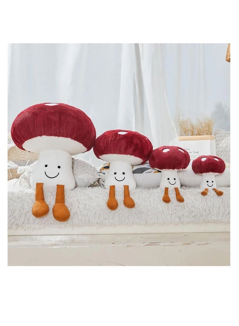 Cute Mushroom Plush Pillow,  Kawaii Smile Doll, Mushroom Plushie Stuffed Animals Pillow, Toys Doll Gifts for Kids, Red 7.9 inches