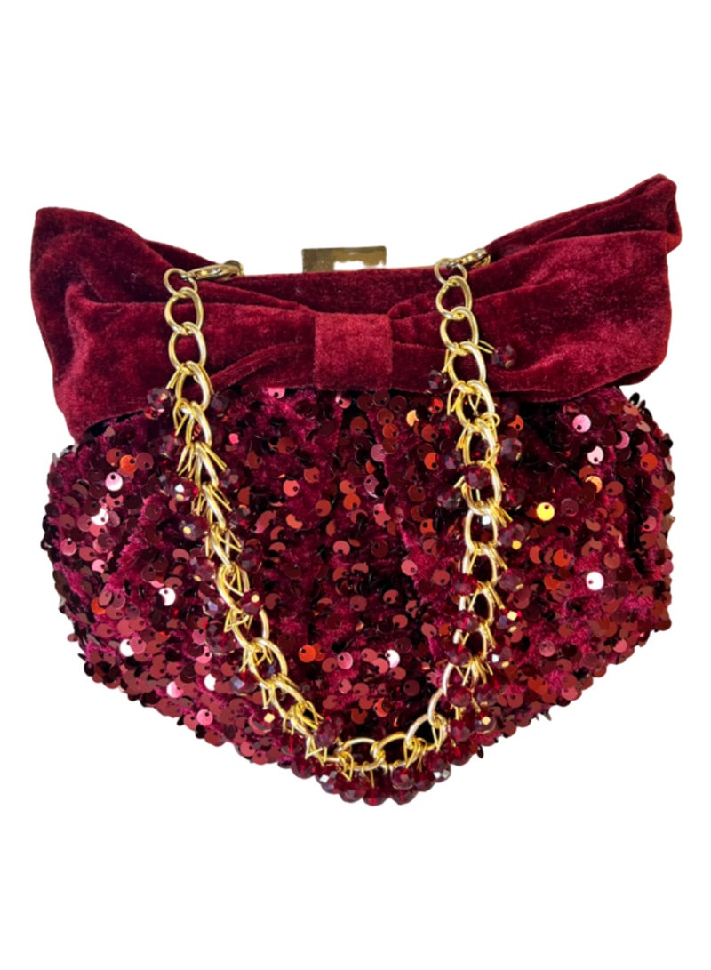 Sequin Purse With Bow