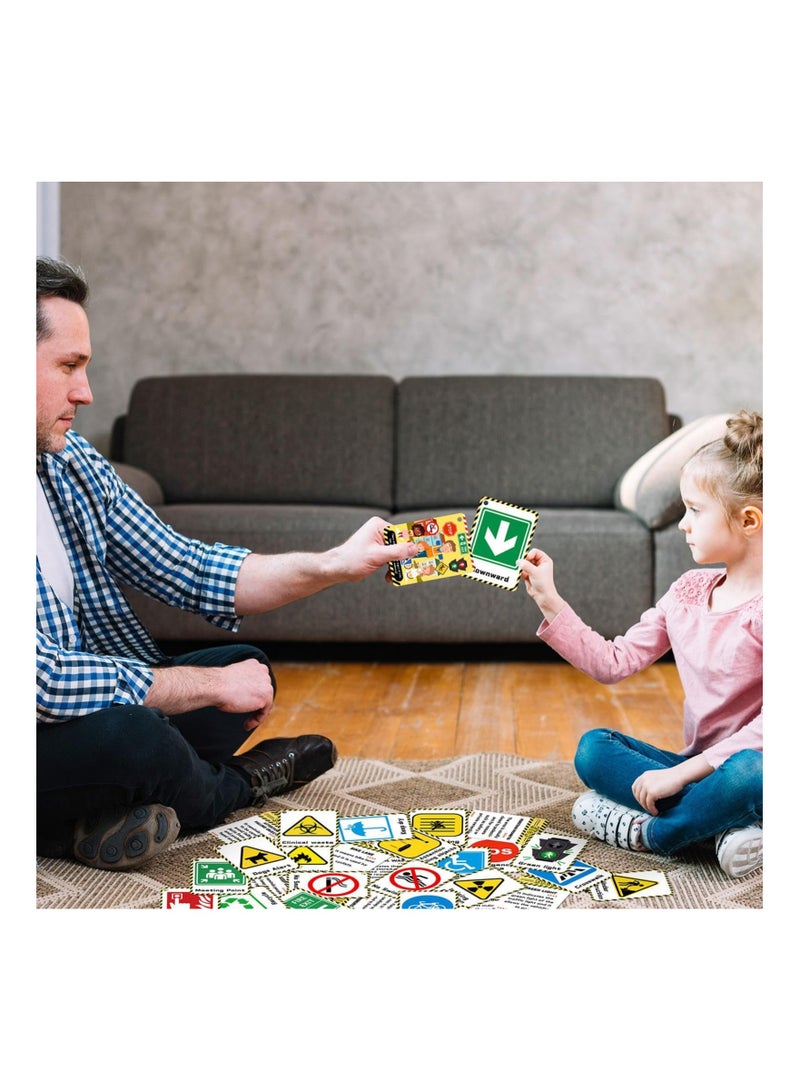 50pcs Educational Board Cards, Traffic Signs Game Kids Learning Toys Flashcards Memory Game Cards Educational Game Road Signs Game Preschool Board Game Road Safety Game for Kids Boys and Girls