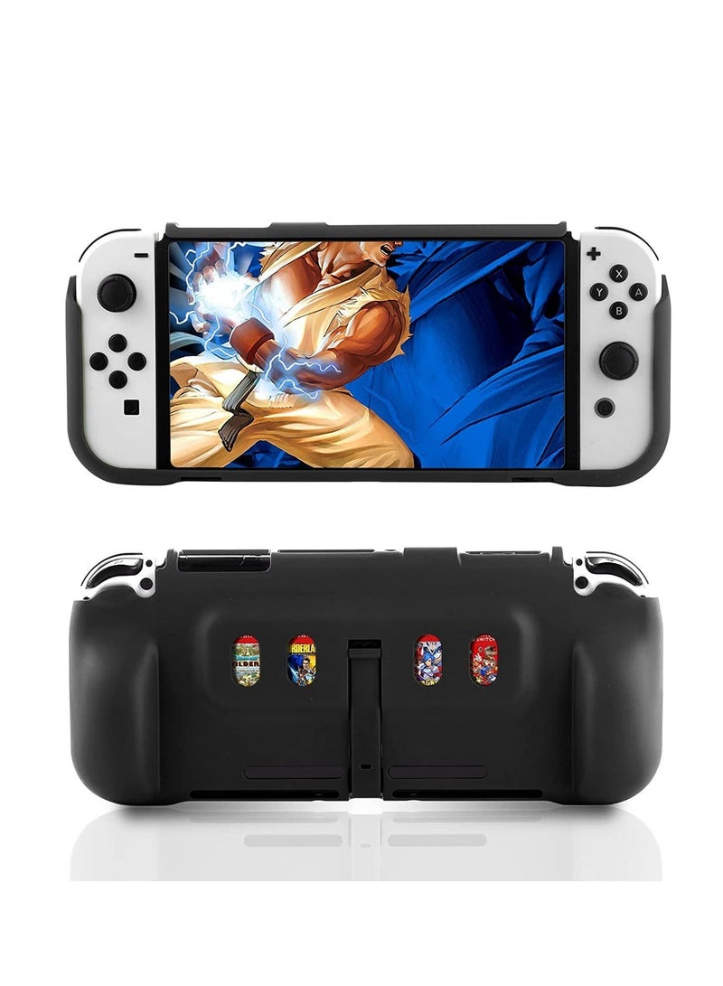 Switch OLED Protective Case, Switch OLED Case with Game Slots and Kickstand, for Nintendo Switch OLED Soft TPU Grip Portable Cover Accessories