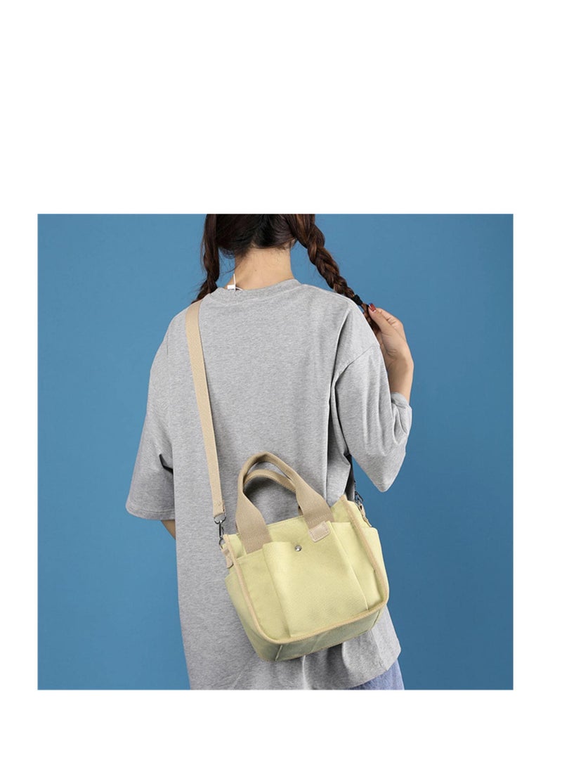 Large Capacity Multi-Pocket Handbag, Canvas Bag with Handle, Canvas Handbag for Women, Durable Multi Pocket Shoulder Bag, Reusable Wear Resistant Tote Purse