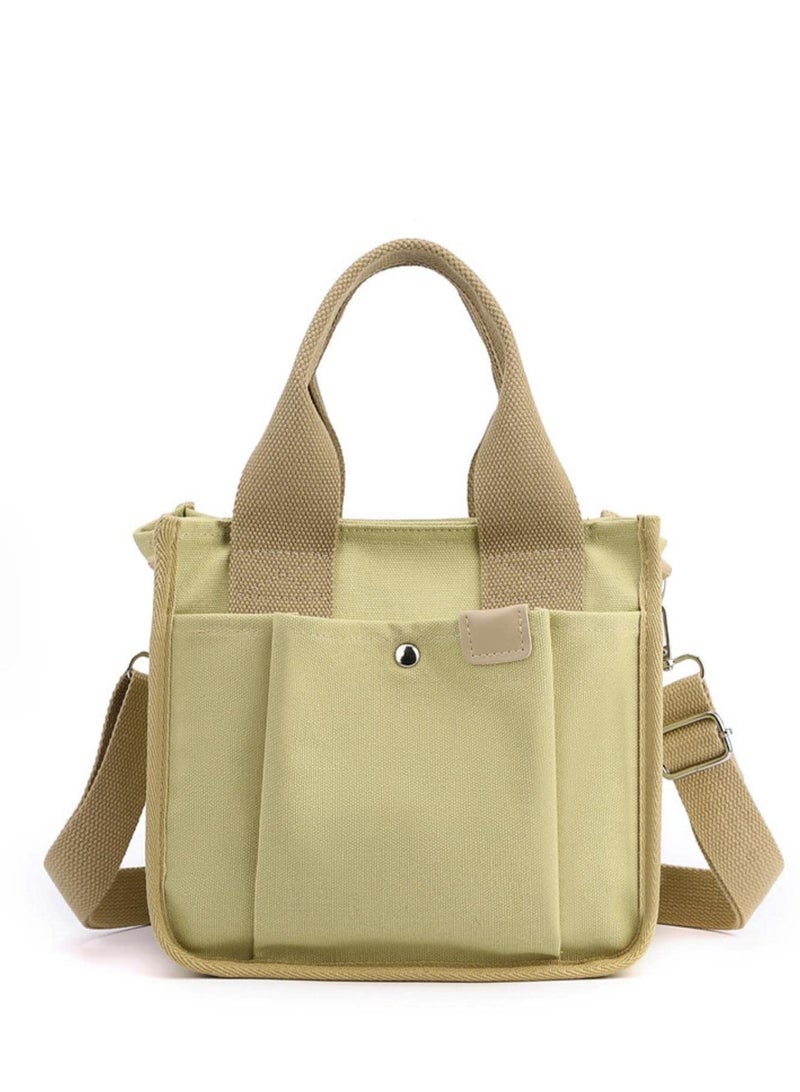 Large Capacity Multi-Pocket Handbag, Canvas Bag with Handle, Canvas Handbag for Women, Durable Multi Pocket Shoulder Bag, Reusable Wear Resistant Tote Purse
