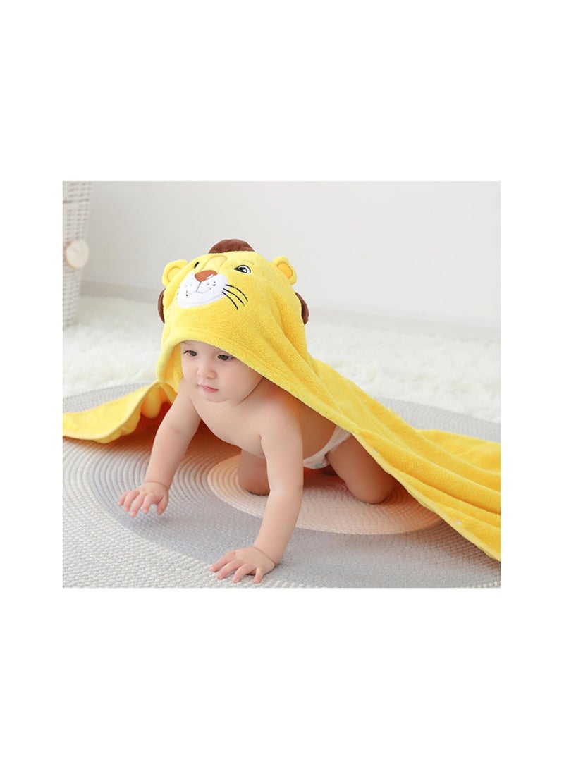 Baby Bath Towel with Hood, 70*140cm Ultra Soft Highly Absorbent Bathrobe Blanket Toddlers Bathrobe, Washcloth Set with Cute Animal Design for Baby Girls Boys 0-3 Years