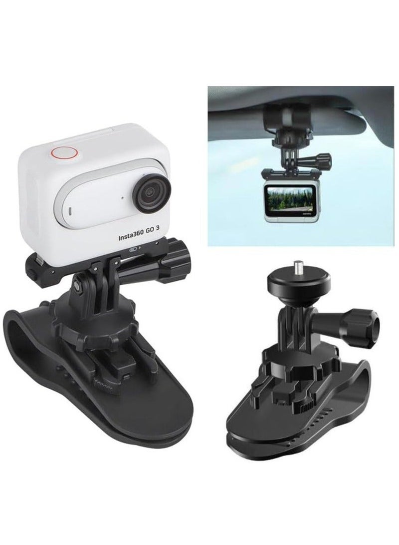 Camera Clip mounting Bracket/Car Sunshade mounting Bracket for Insta360 GO 3/ONE X3/ONE X2/GoPro Series, 360° Rotating Phone Bracket