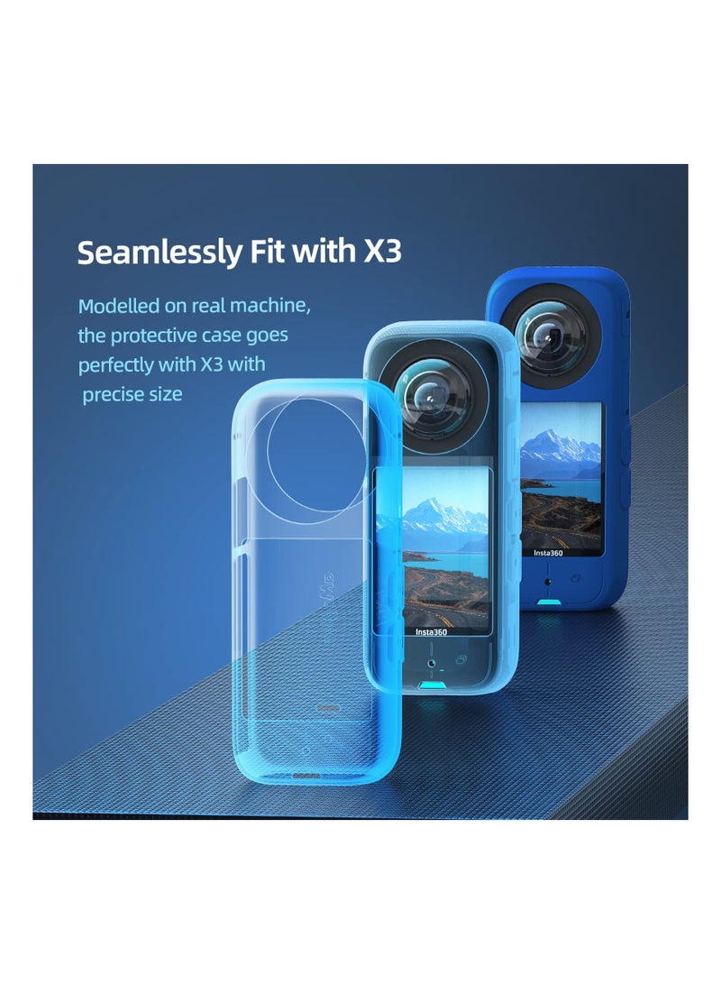 Silicone Protective Case and Lens Guards for Insta360 X3, Anti-Scratch Body Silicone Cover and Waterproof Lens Protector