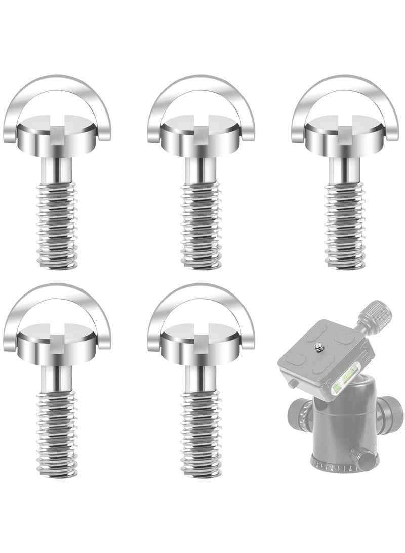 Camera Mounting Screws Set, 5Pcs 0.25 Inch Stainless Steel D-Ring Screws for Camera Tripod, Camera Fixing and Release Screw Kit, 0.83 * 0.62 inch