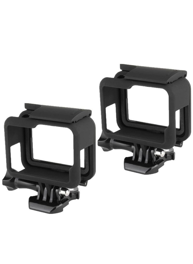 Frame Mount Housing Case, Compatible with GoPro Hero 7/6/5 Black Action Camera Top Open Protective Housing Case with Quick Release Bracket(2 Pcs)