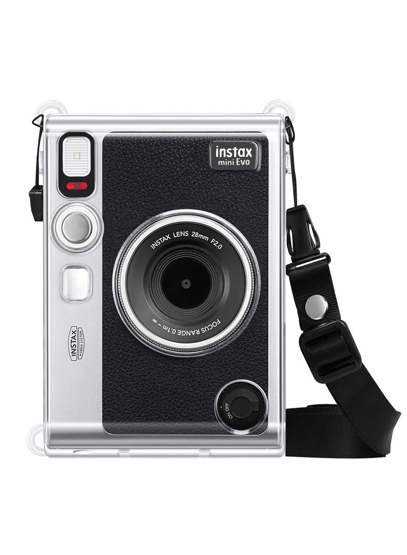 Protective Case for Fujifilm Instax Mini EVO Camera Crystal Hard PVC Cover with Removable Shoulder Strap