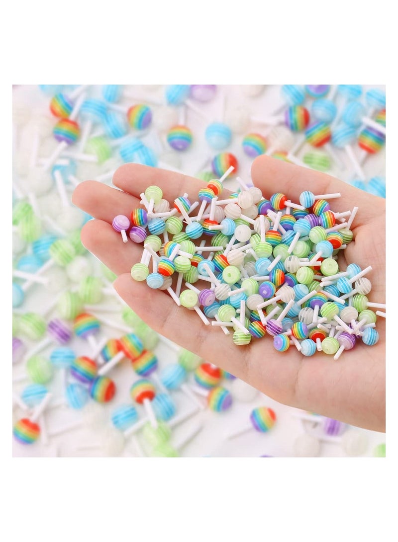 100Pcs Cute 3D Lollipop Candy Mini Nail Art Decorations DIY Nail Accessories charm Cartoon Manicure Supplies Random Color