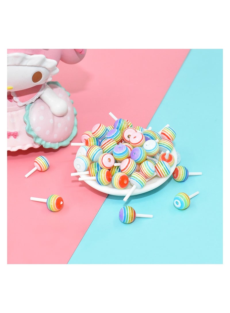 100Pcs Cute 3D Lollipop Candy Mini Nail Art Decorations DIY Nail Accessories charm Cartoon Manicure Supplies Random Color