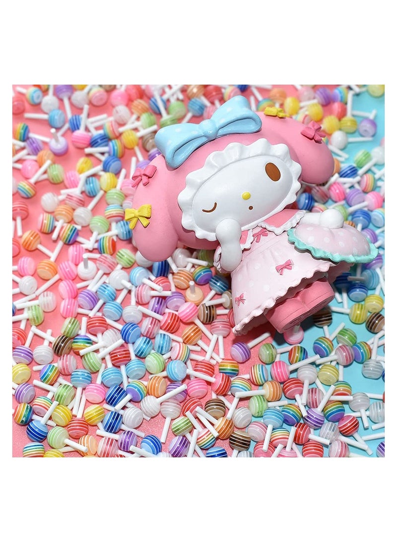 100Pcs Cute 3D Lollipop Candy Mini Nail Art Decorations DIY Nail Accessories charm Cartoon Manicure Supplies Random Color