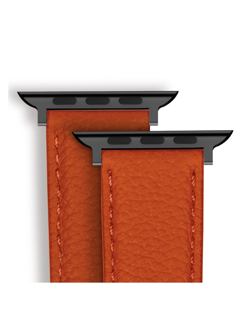 A-CASE Apple Watch Band 42mm 44mm 45mm 49mm, Amur Series Genuine Leather Strap for iWatch Ultra SE2 SE Series 8 7 6 5 4 3 2 1, Stylish & Durable Replacement Wristband for Men & Women – Orange