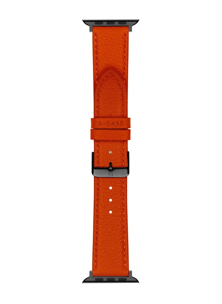 A-CASE Apple Watch Strap, Amur Series Genuine Leather ultra stylish strap for watch 42/44/45/49mm- Orange
