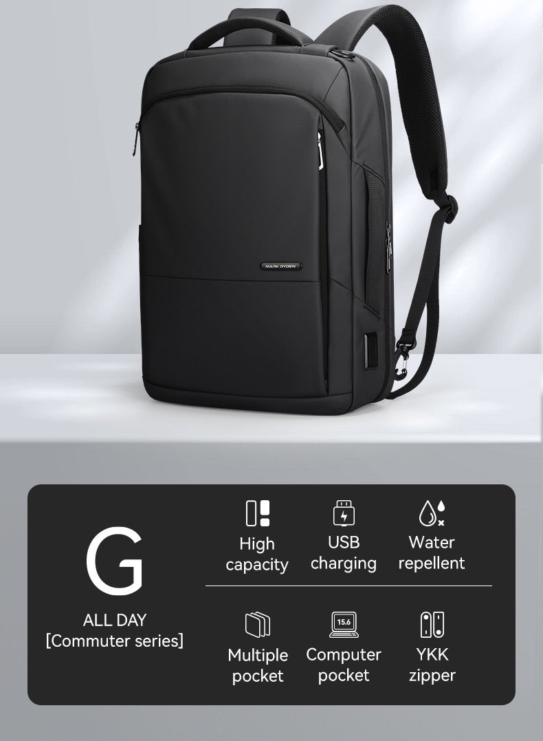 Markryden 9533 Slim 15.6 inch Laptop Backpack 3in1 with USB Charging Port Water-Resistant