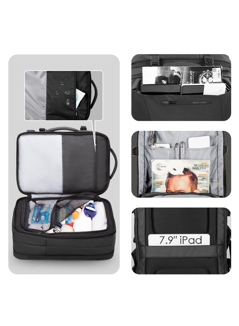 MARK RYDEN Laptop Backpack, Expandable 23L-40L Travel Backpack Cabin Size, Business Backpack Men with USB Charging Port Fit 17.3 Laptop