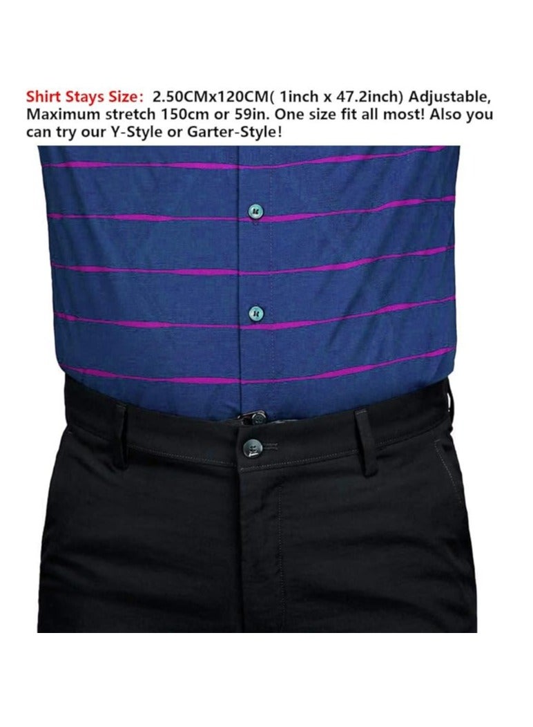 Men Shirt Stays Shirt Lock Belt 2 Pcs Adjustable Elastic Shirt Holder Keeps Shirt Tucked in for Police Military 120cm
