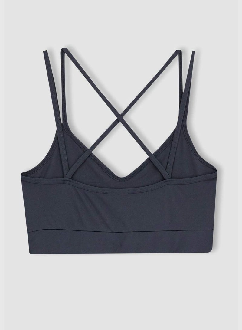 Woman Sports Bra Crew Neck Knitted
