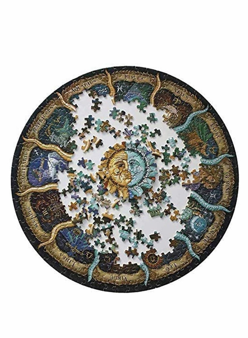 Round Jigsaw Puzzle, Educational Zodiac Horoscope Puzzle, 1000 Piece  Family Game Gift for Adults and Kids 12 Constellations