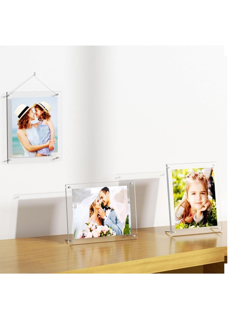 Acrylic Photo Frame with Stand 13*18CM Desktop Clear Acrylic Photo Frame Lossless Clarity Decorative Poster Frame Tabletop Display Desktop Frameless Postcard Display (1 Pack)