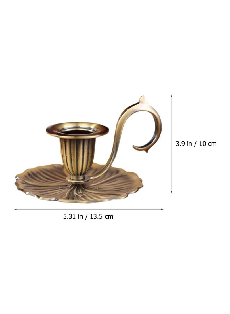 Retro Taper Candle Holder, Vintage Candlestick Holders, Dinner Handle Stand Iron Pans Fireplace Taper Centre Candelabrum Handheld Mantle Chamberstick Candle Housewarming Holders Art Room