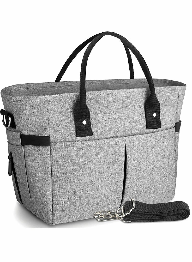Lunch Bag Box Tote, Large Tote Adult Lunch Box, Insulated Lunch Bags with Side Pockets and Water Bottle Holder, Adjustable Shoulder Strap, for Office Work School Picnic Beach