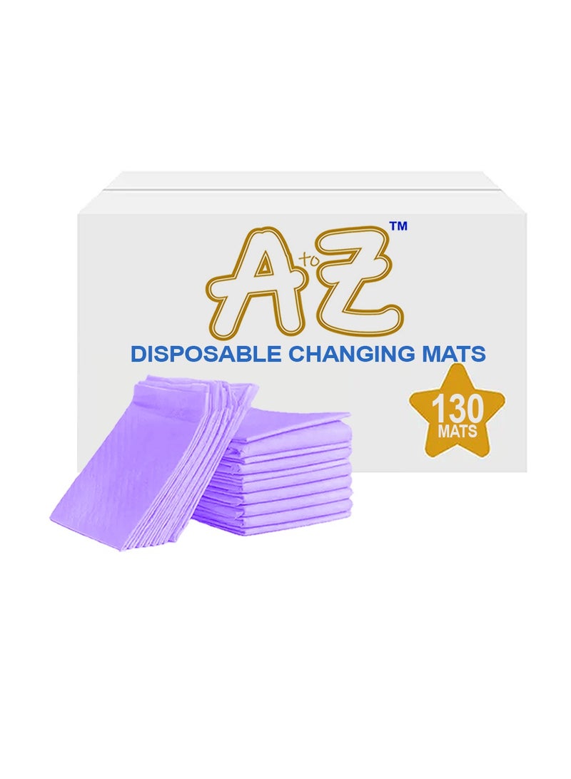 A to Z - Disposable Changing Mat size (45cm x 60cm) Large- Premium Quality for Baby Soft Ultra Absorbent Waterproof - Pack of 130 - Lavender
