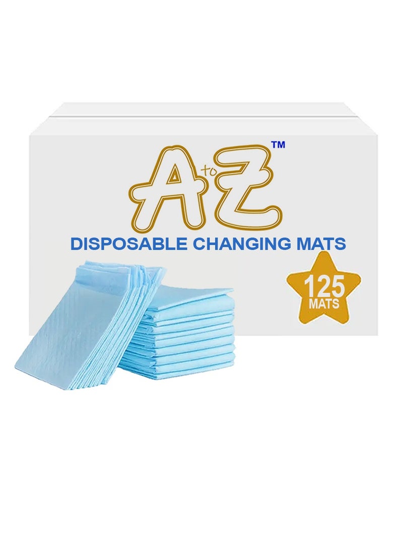 A to Z - Disposable Changing Mat size (45cm x 60cm) Large- Premium Quality for Baby Soft Ultra Absorbent Waterproof - Pack of 125 - White