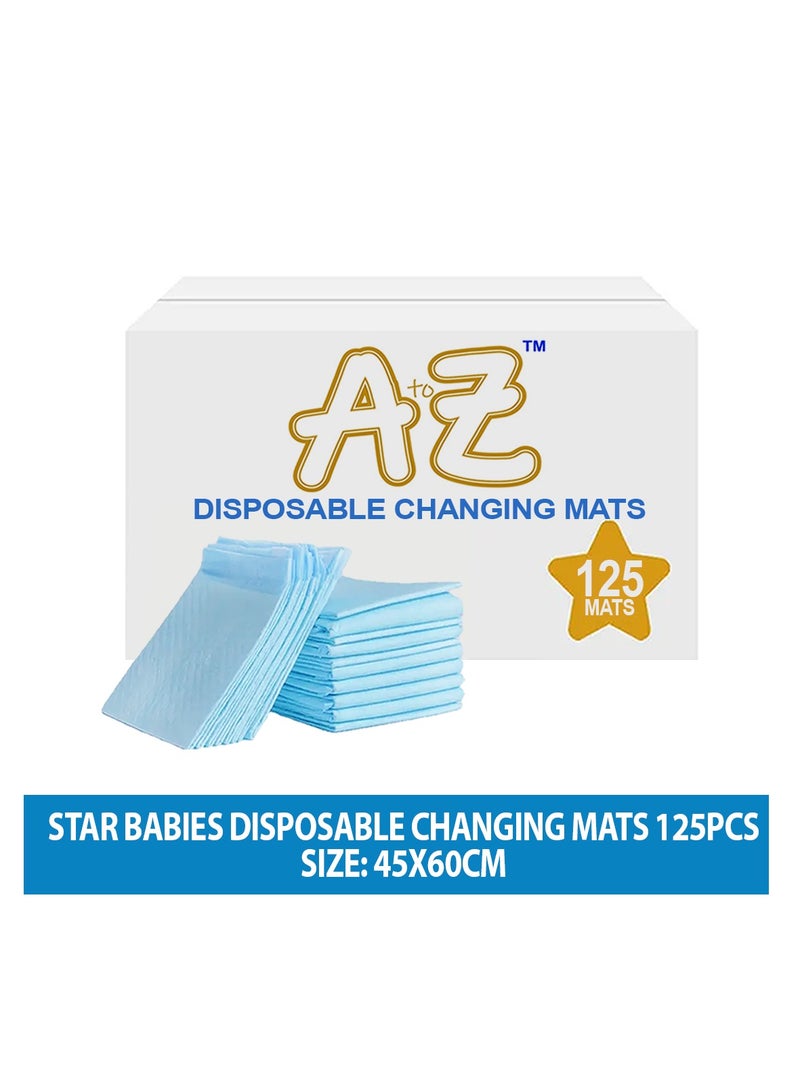 A to Z - Disposable Changing Mat size (45cm x 60cm) Large- Premium Quality for Baby Soft Ultra Absorbent Waterproof - Pack of 125 - White