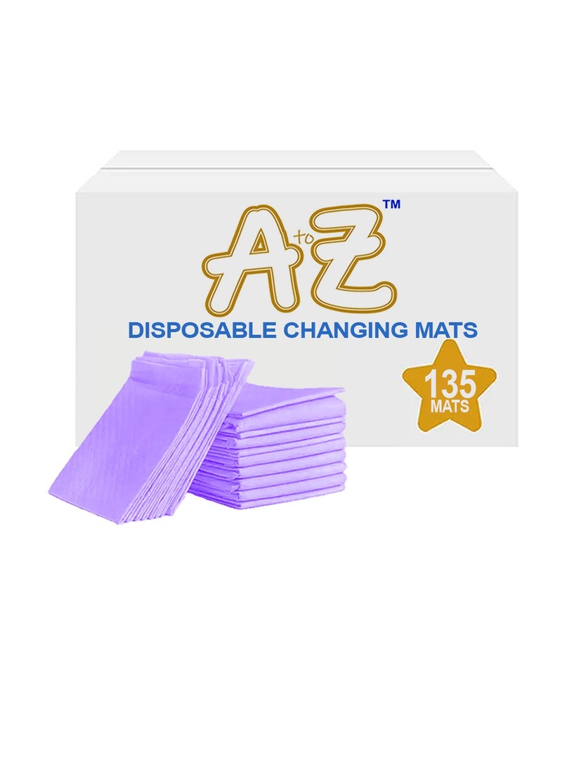 A to Z - Disposable Changing Mat size (45cm x 60cm) Large- Premium Quality for Baby Soft Ultra Absorbent Waterproof - Pack of 135 - Lavender
