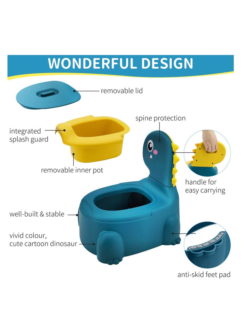 Kids Dinosaur Potty Training Chair - Comfortable Toddler Toilet Trainer with Lid for Boys and Girls, Ages 1-6